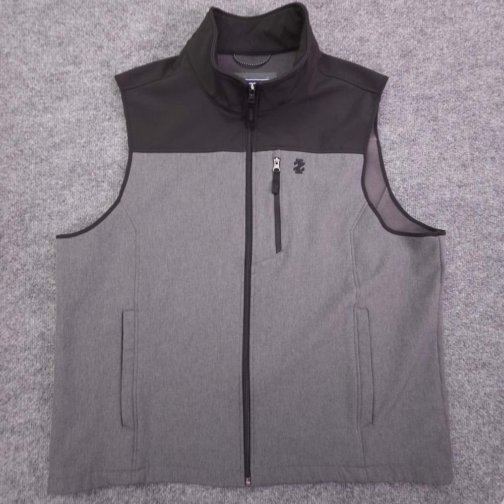 Izod Softshell‎ Vest Jacket Men's XL Black Heather Gray Performance Full Zip